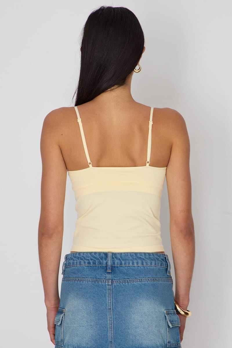 Yellow Round Neck Seamless Cami for Ally Fashion