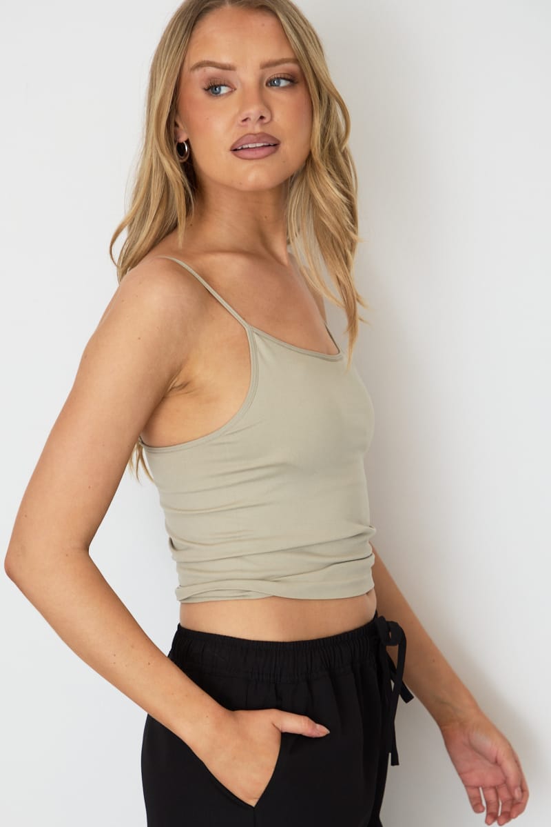 Green Round Neck Seamless Cami for Ally Fashion