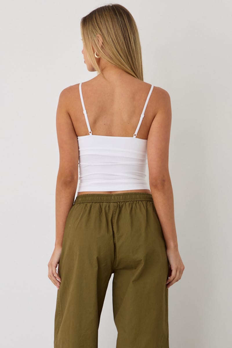 White Round Neck Seamless Cami for Ally Fashion