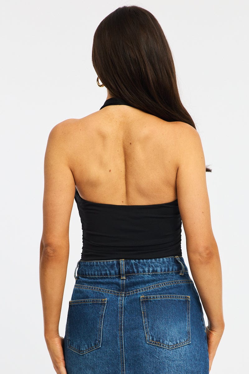 Black Halter Neck Bodysuit for Ally Fashion