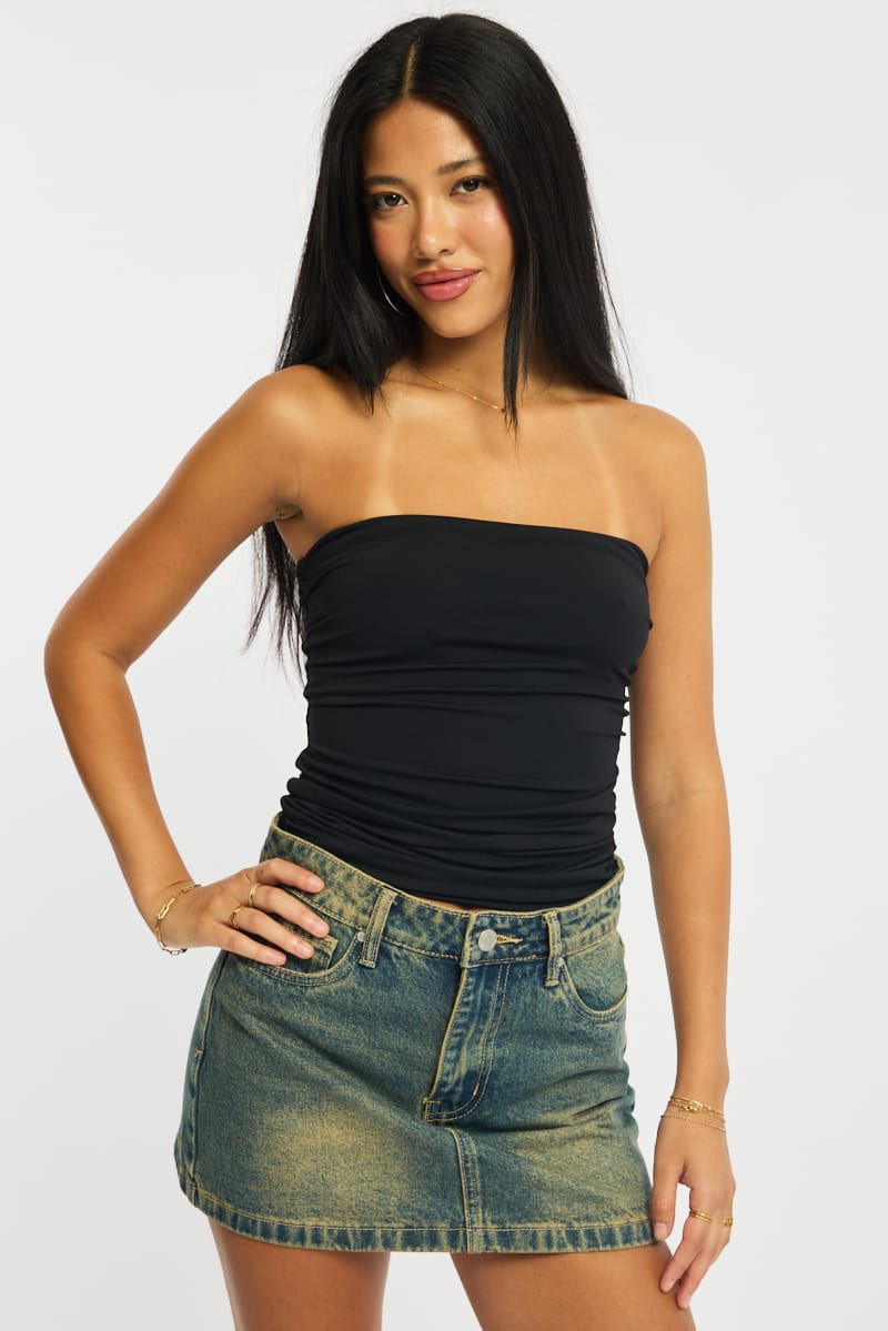 Black Supersoft Bandeau Top for Ally Fashion