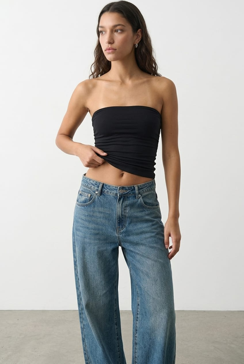 Black Supersoft Bandeau Top for Ally Fashion
