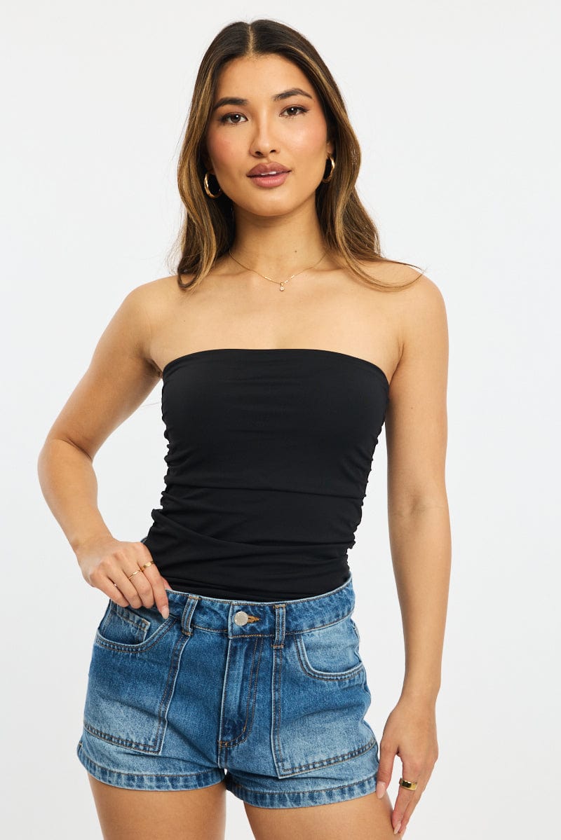 Black Supersoft Bandeau Top for Ally Fashion