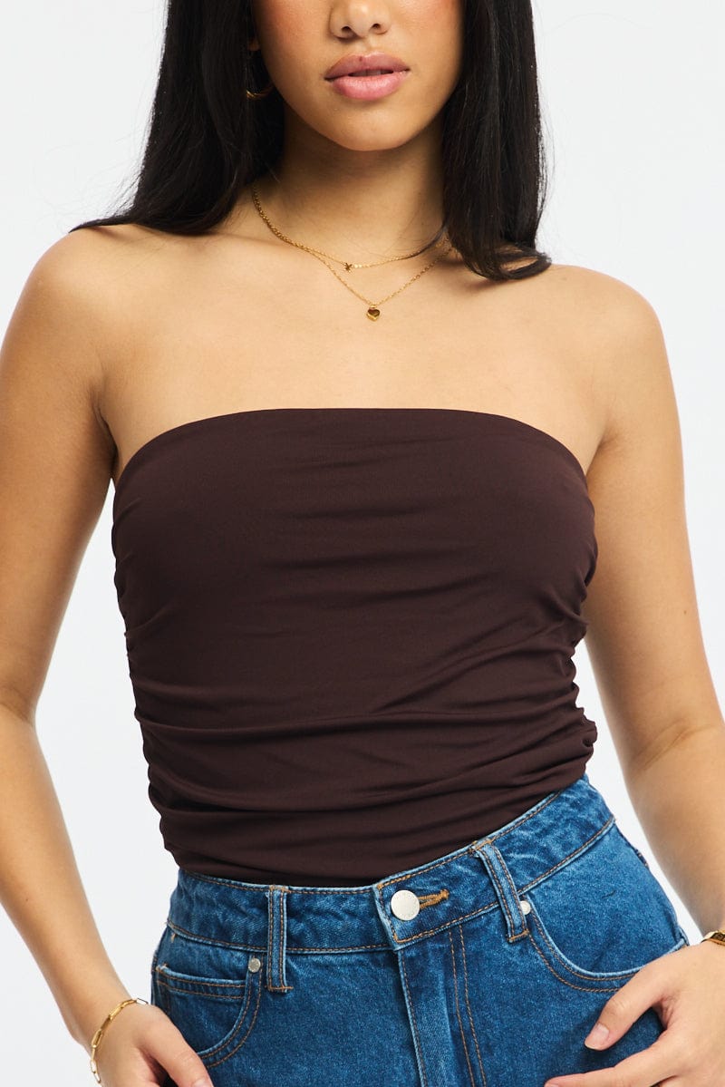 Brown Supersoft Bandeau Top for Ally Fashion