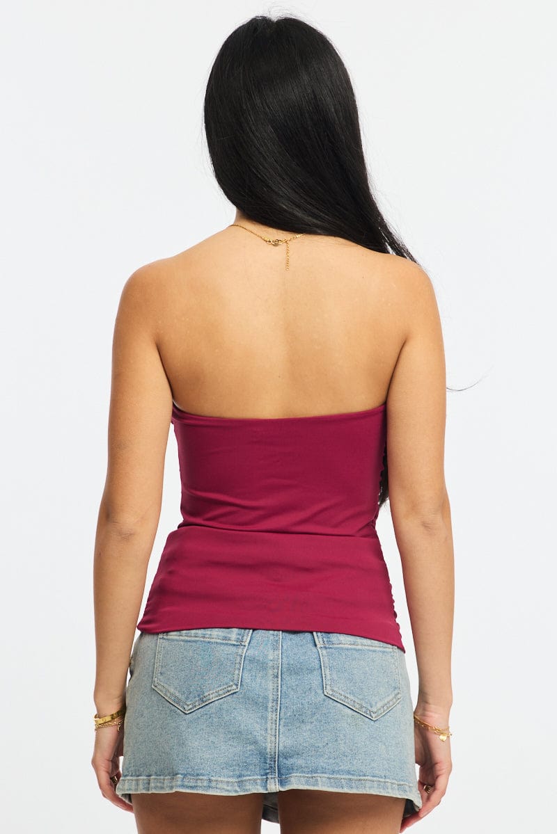 Red Supersoft Bandeau Top for Ally Fashion