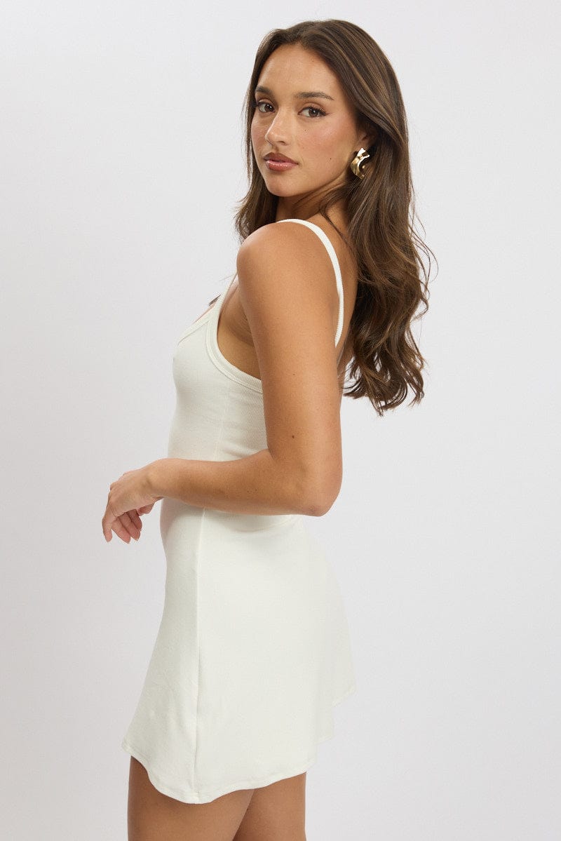 White Mini Dress Sleeveless for Ally Fashion