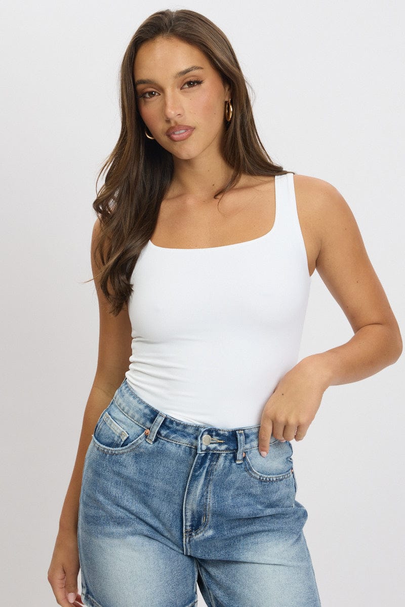 White Tank Top Sleeveless Supersoft for Ally Fashion