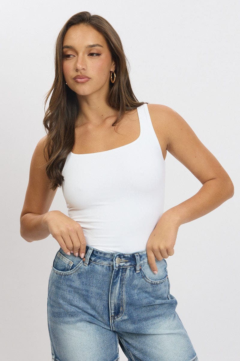 White Tank Top Sleeveless Supersoft for Ally Fashion