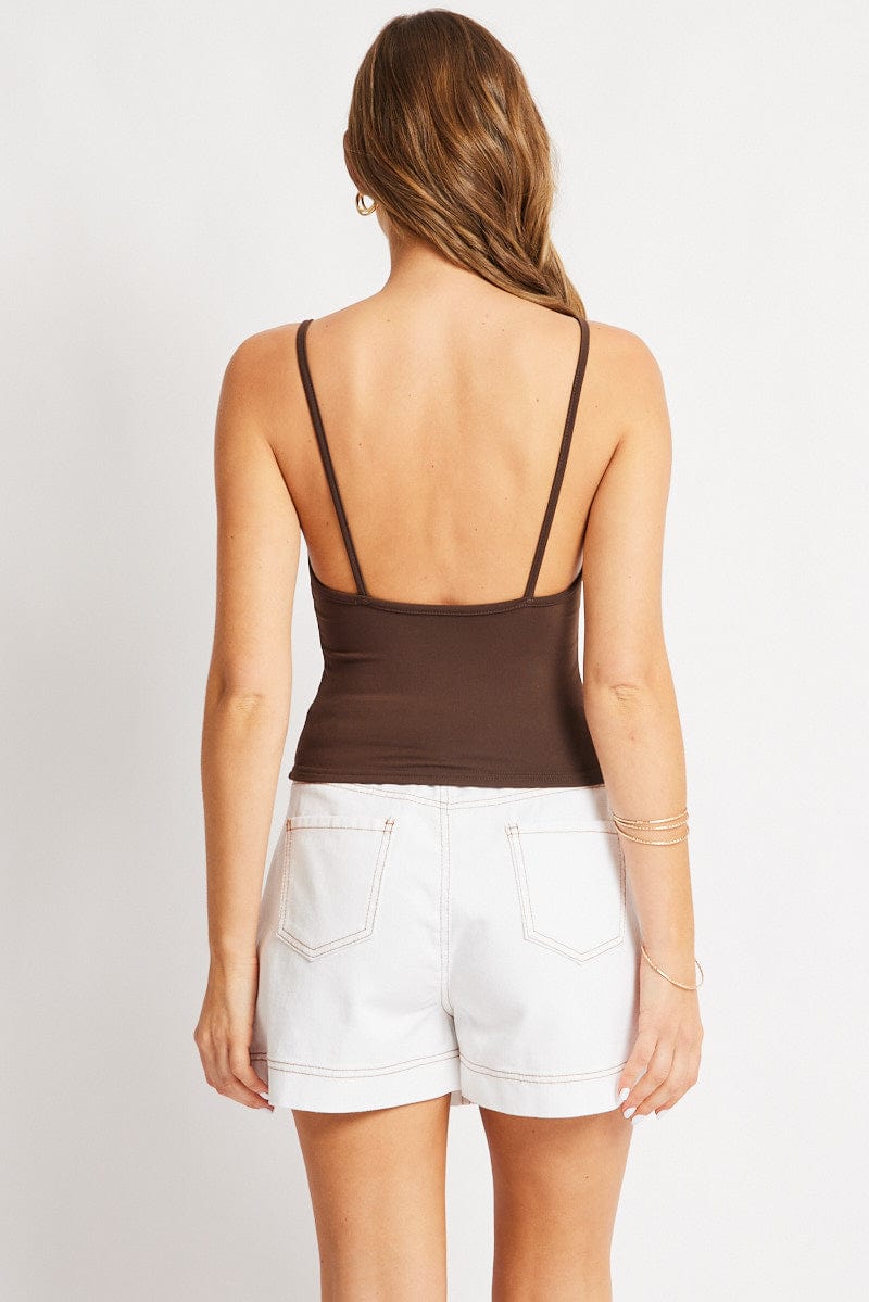 Brown Sleeveless Tank Supersoft for Ally Fashion