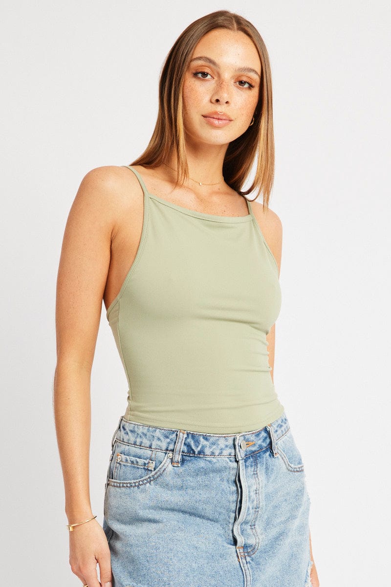 Green Sleeveless Tank Supersoft for Ally Fashion