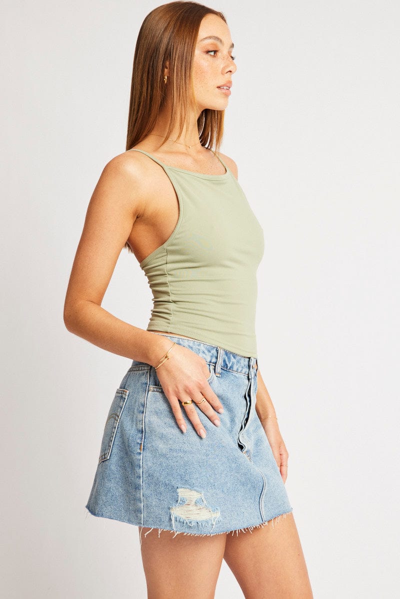 Green Sleeveless Tank Supersoft for Ally Fashion