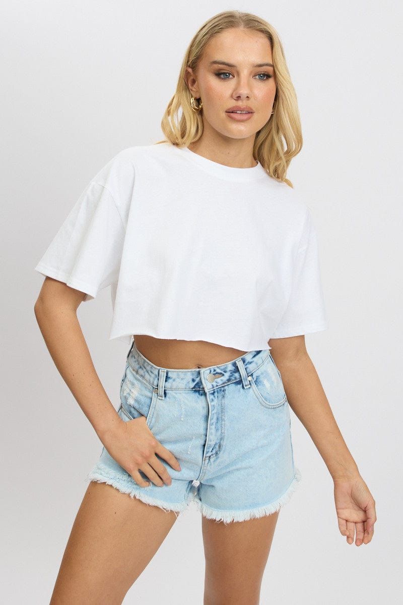 White T Shirt Short sleeve Crew Neck for Ally Fashion