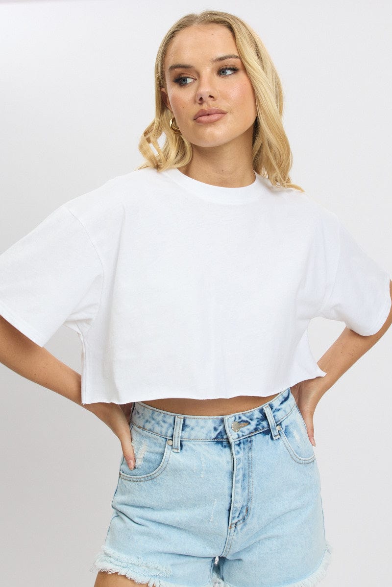 White T Shirt Short sleeve Crew Neck for Ally Fashion