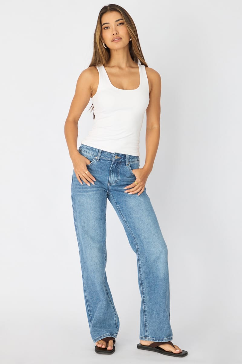 White Sleeveless Scoop Neck Tank Top for Ally Fashion