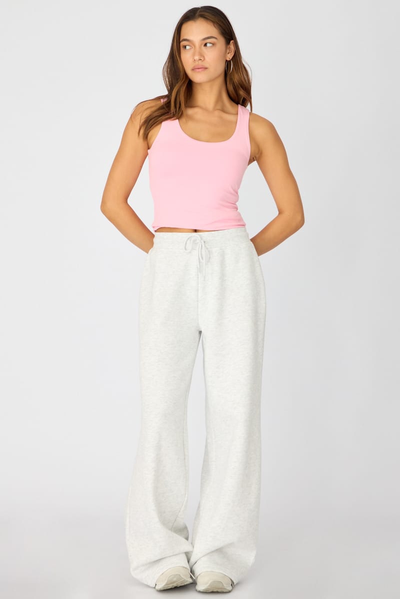Pink Sleeveless Scoop Neck Tank Top for Ally Fashion