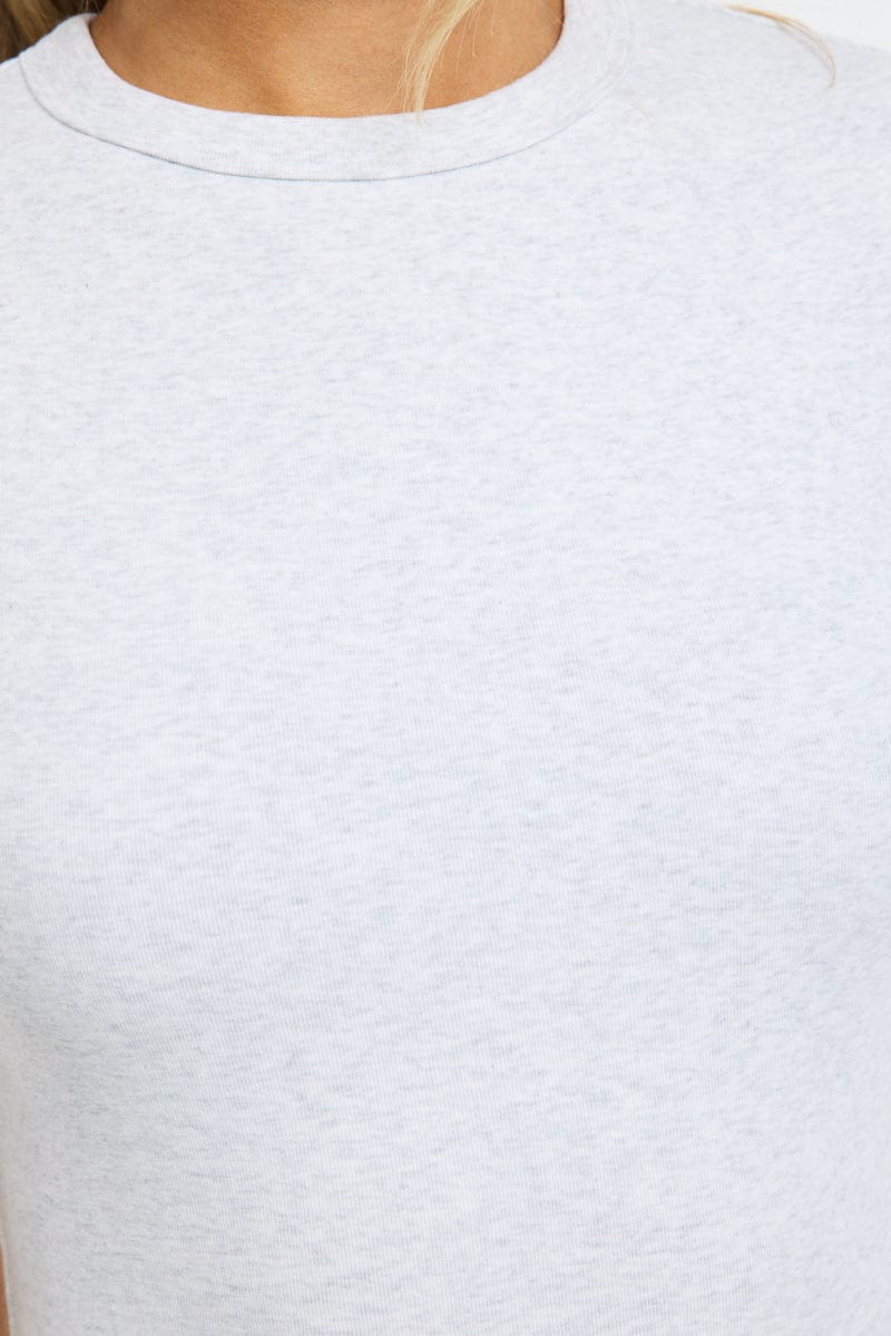 Grey T-shirt Short Sleeve Crew Neck for Ally Fashion