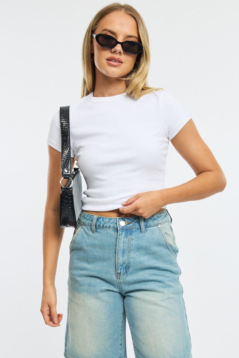 White T-shirt Short Sleeve Crew Neck for Ally Fashion