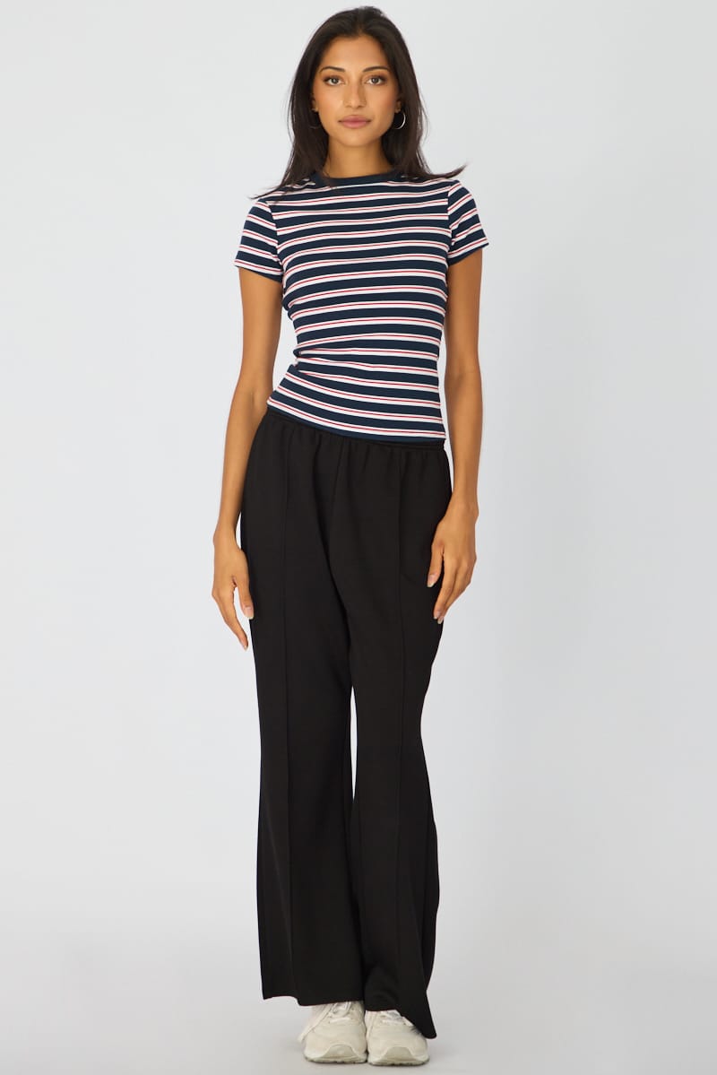Blue Stripe Stripe Tshirt Short Sleeve for Ally Fashion