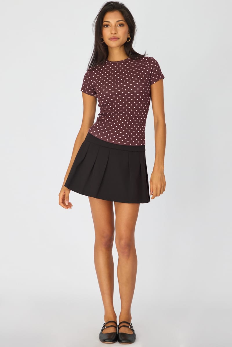 Red Polka Dot T-shirt Short Sleeve Crew Neck for Ally Fashion