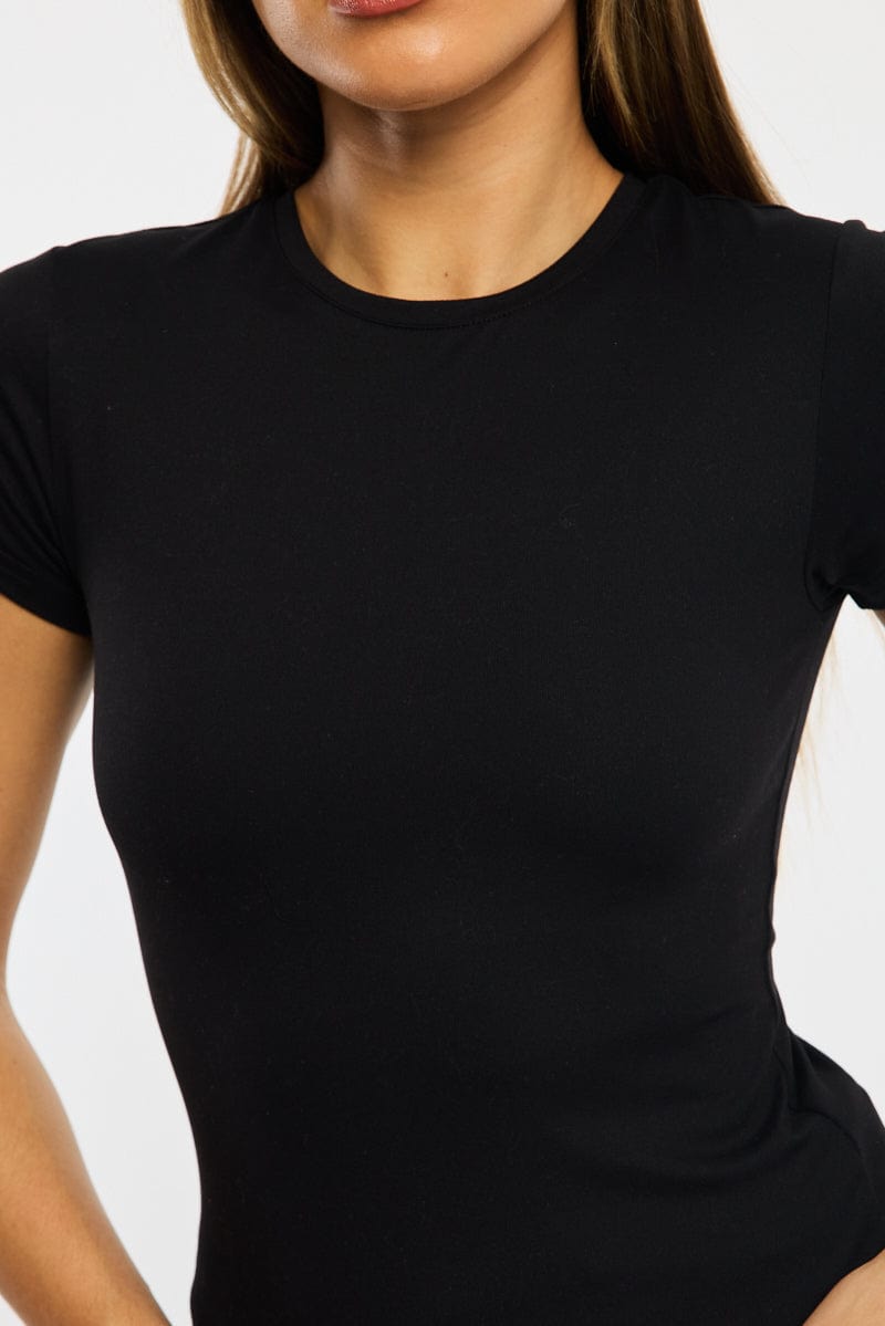 Black T-shirt Cap Sleeve Supersoft for Ally Fashion