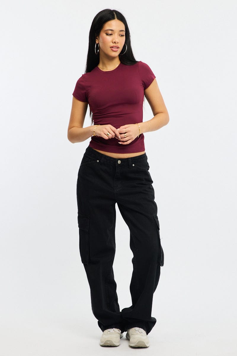 Red T-shirt Cap Sleeve Supersoft for Ally Fashion