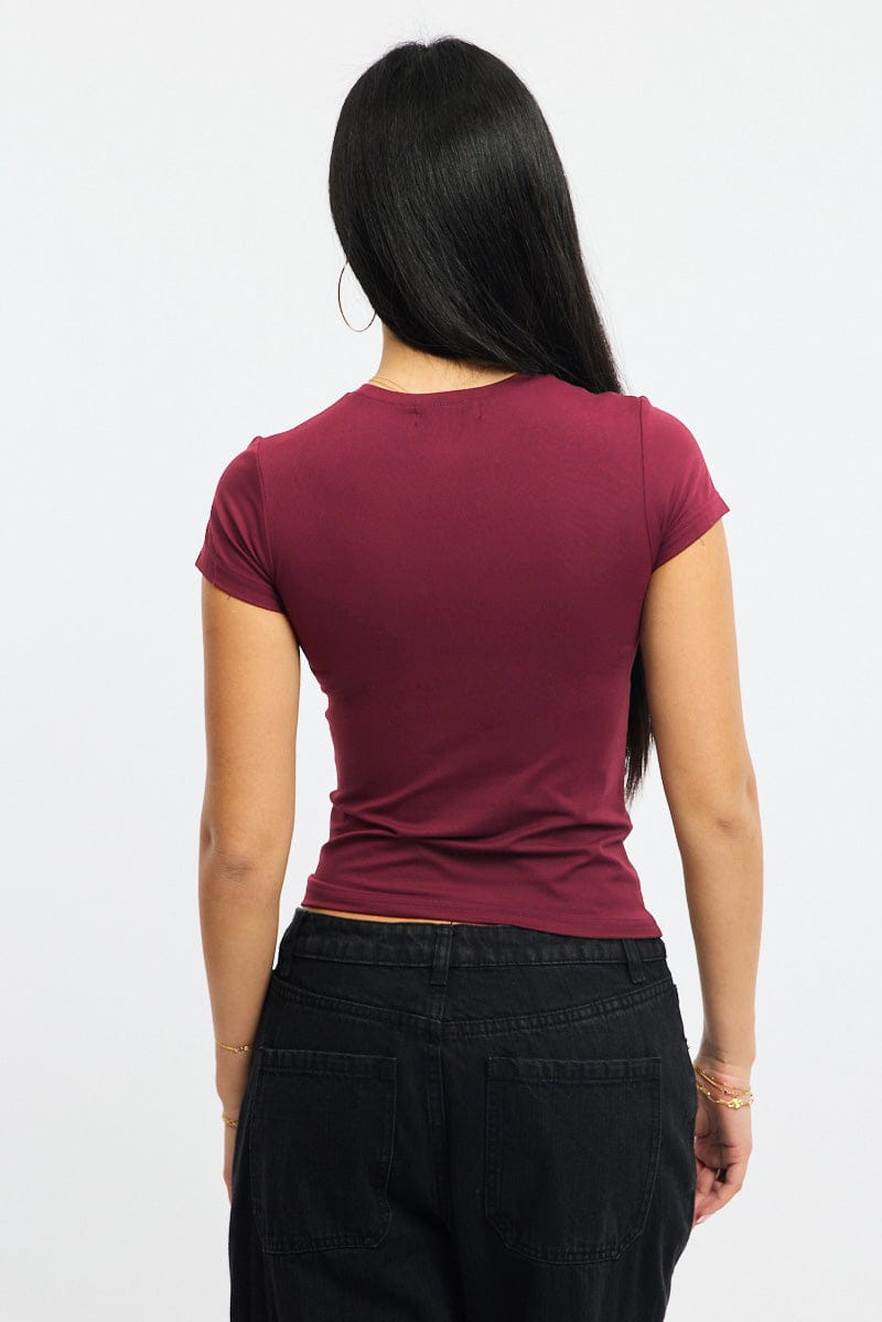 Red T-shirt Cap Sleeve Supersoft for Ally Fashion