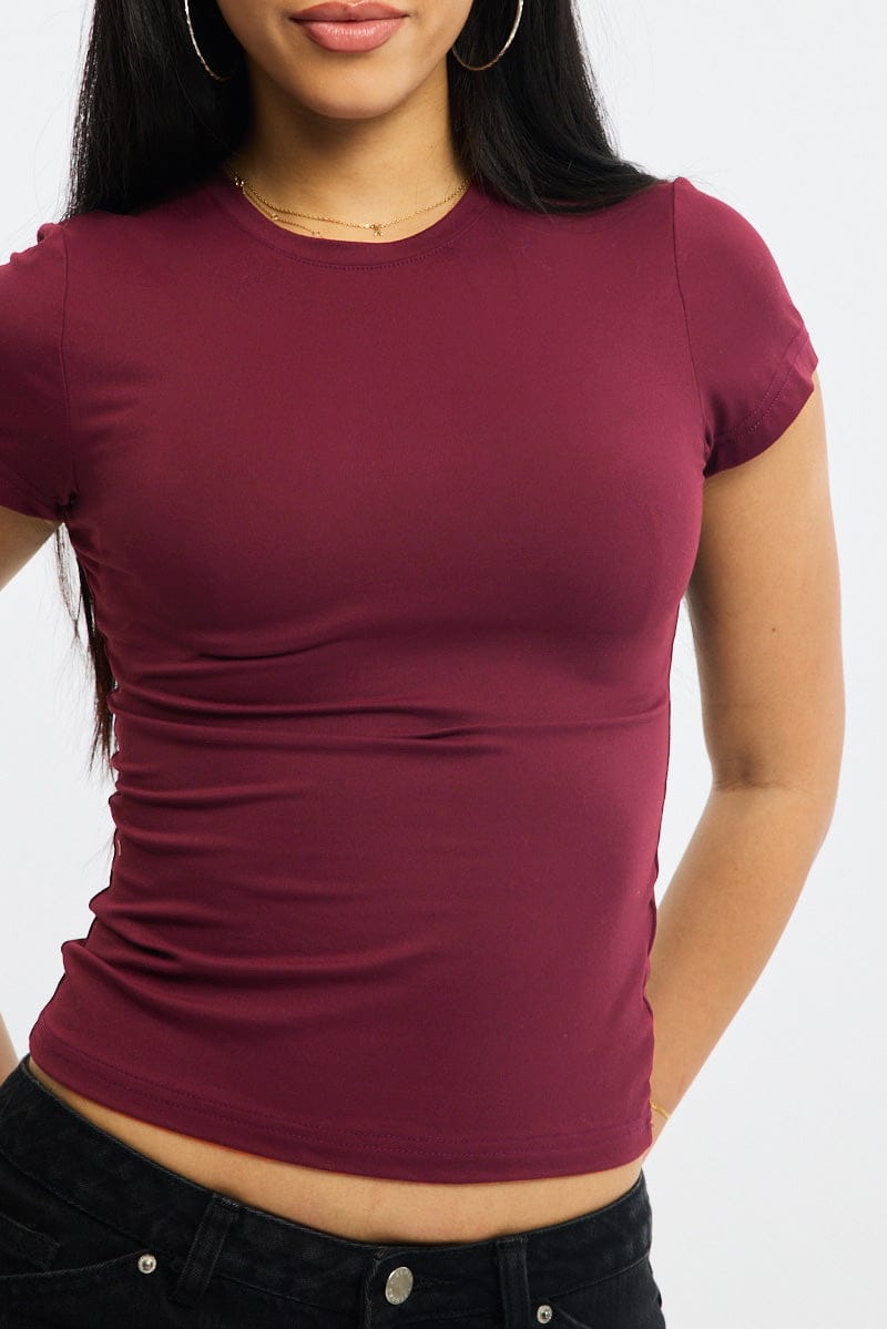 Red T-shirt Cap Sleeve Supersoft for Ally Fashion