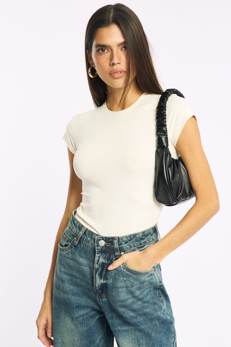 White T-shirt Cap Sleeve Supersoft for Ally Fashion