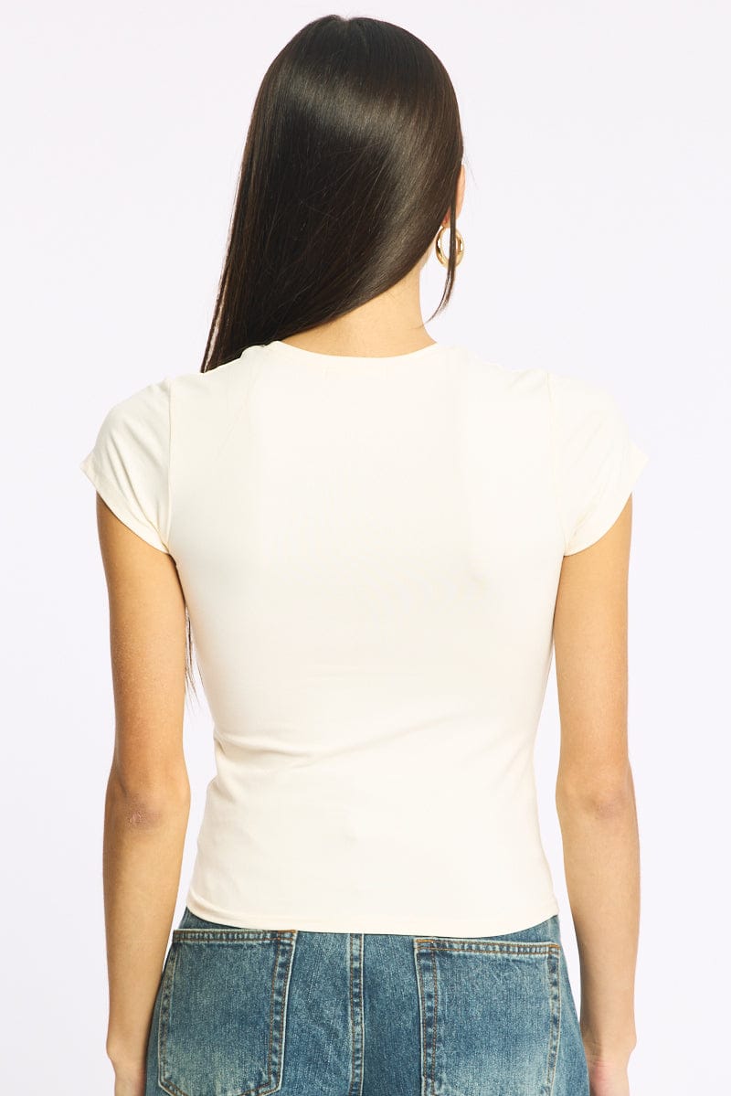 White T-shirt Cap Sleeve Supersoft for Ally Fashion