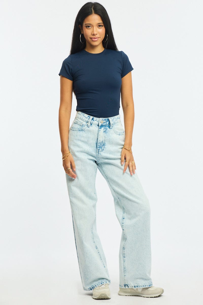 Blue T-shirt Cap Sleeve Supersoft for Ally Fashion