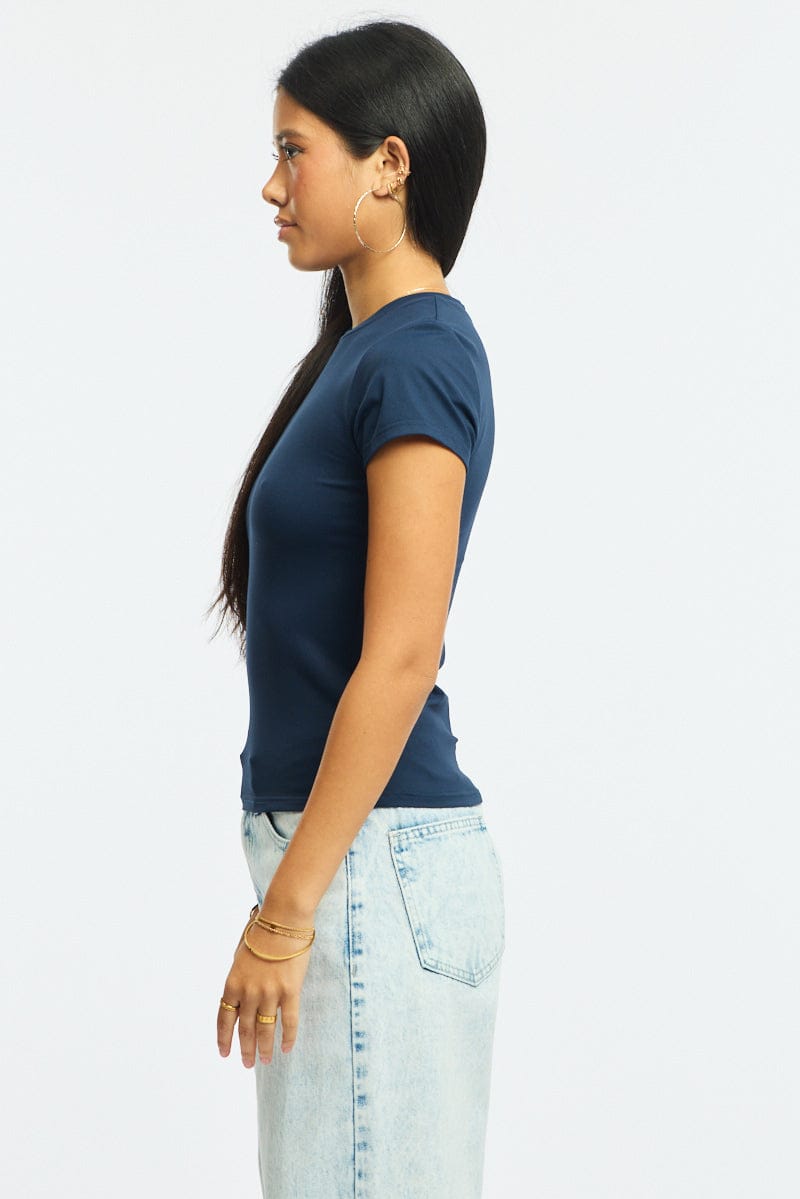 Blue T-shirt Cap Sleeve Supersoft for Ally Fashion
