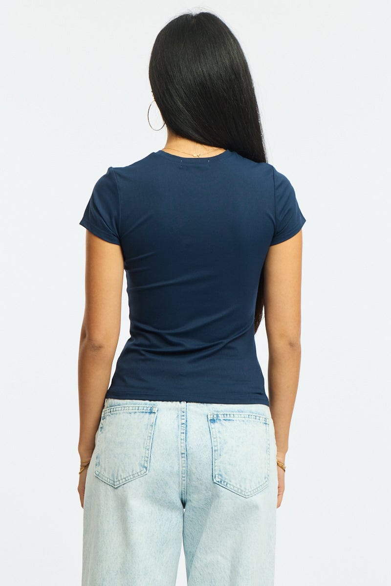 Blue T-shirt Cap Sleeve Supersoft for Ally Fashion