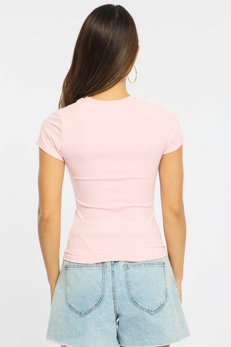Pink T-shirt Cap Sleeve Supersoft for Ally Fashion