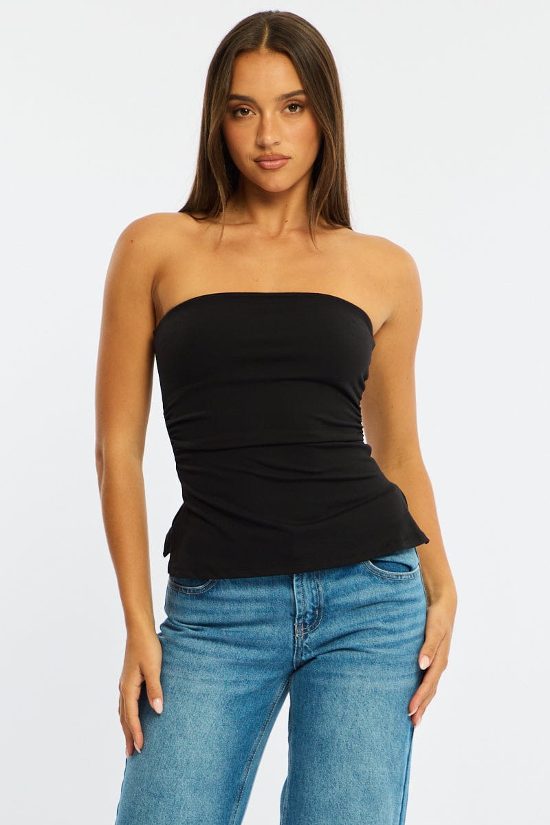 Black Bandeau Top Side Split for Ally Fashion