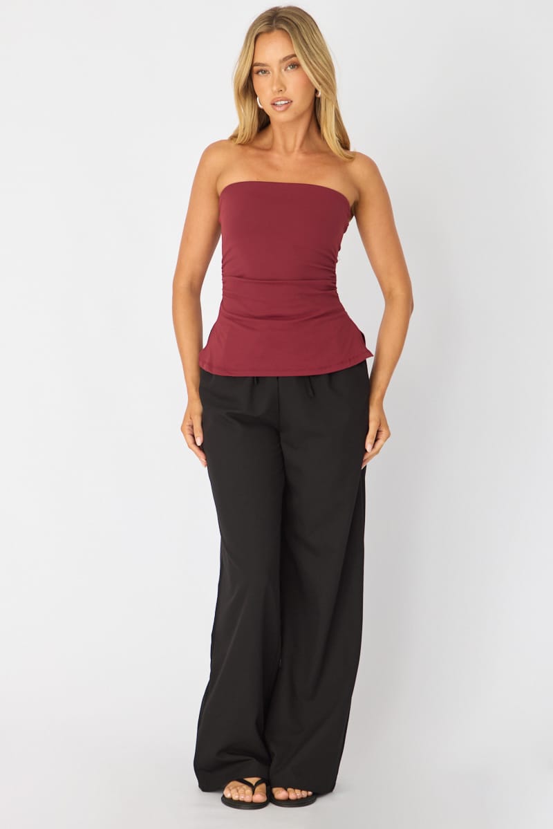 Red Bandeau Top Side Split for Ally Fashion