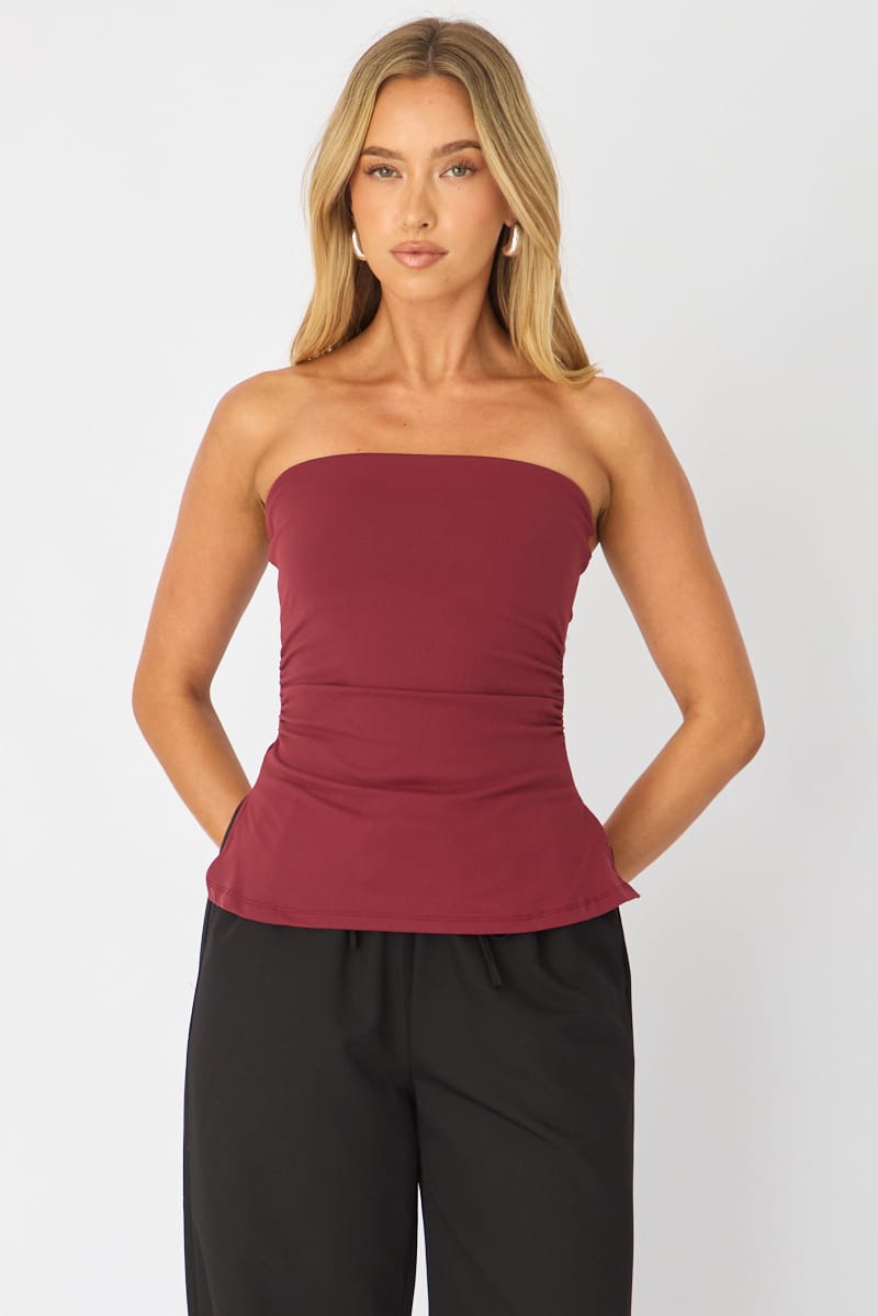 Red Bandeau Top Side Split for Ally Fashion