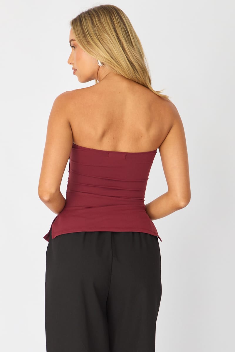 Red Bandeau Top Side Split for Ally Fashion