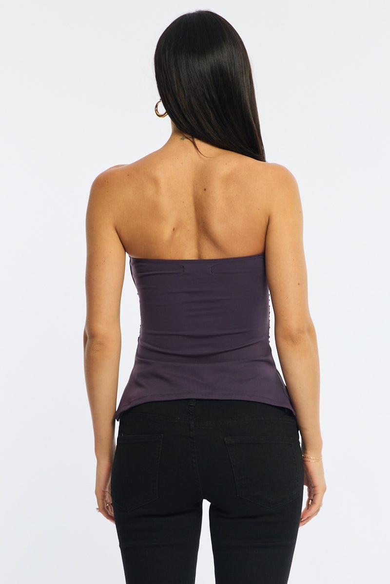 Purple Bandeau Top Side Split for Ally Fashion