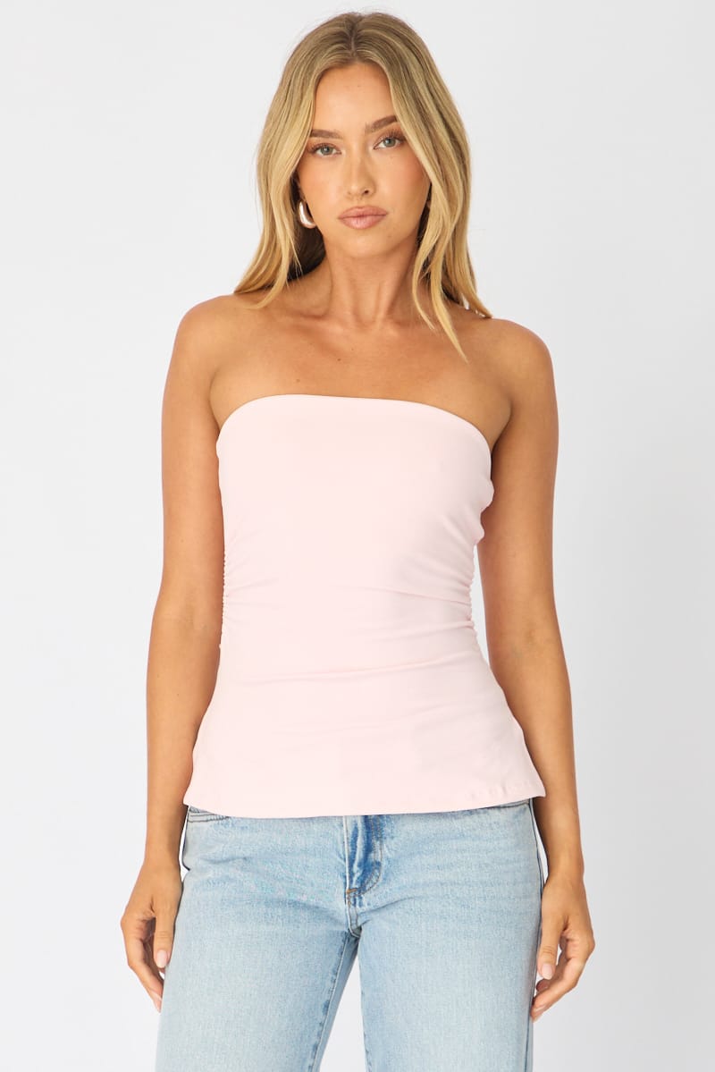 Pink Bandeau Top Side Split for Ally Fashion