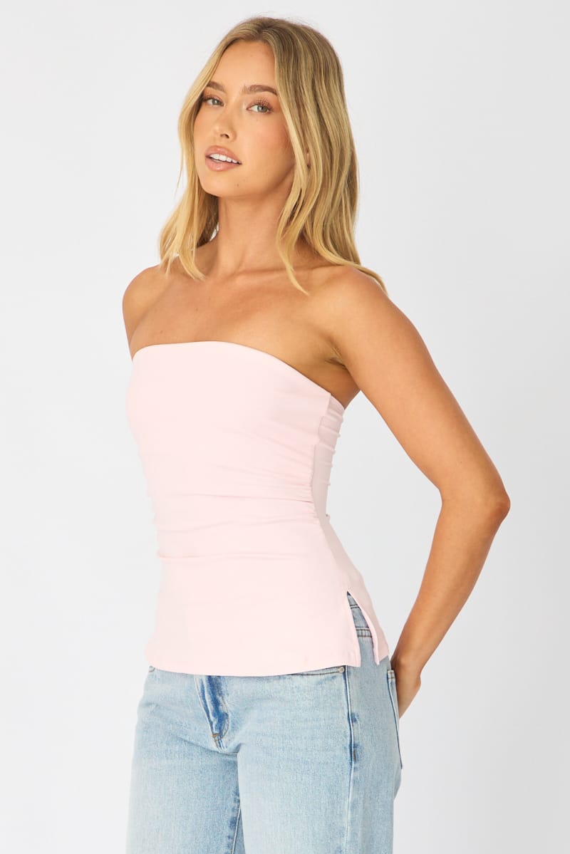 Pink Bandeau Top Side Split for Ally Fashion