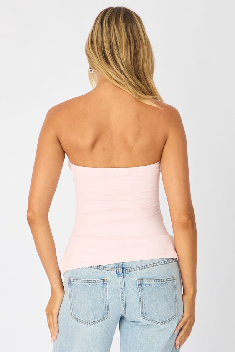 Pink Bandeau Top Side Split for Ally Fashion