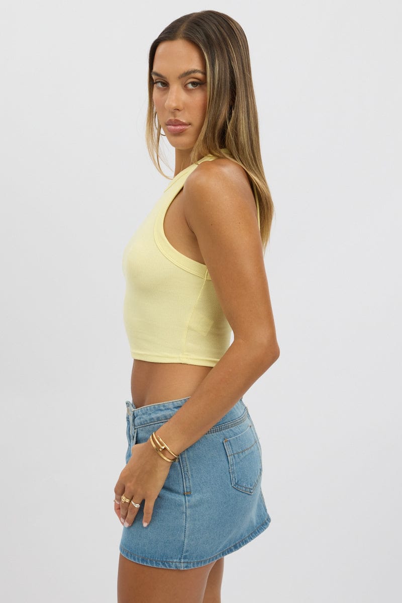 Yellow Tank Top Rib for Ally Fashion