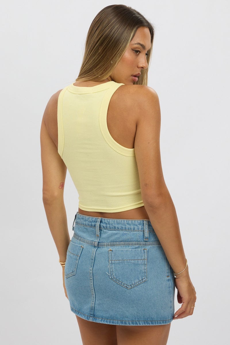 Yellow Tank Top Rib for Ally Fashion