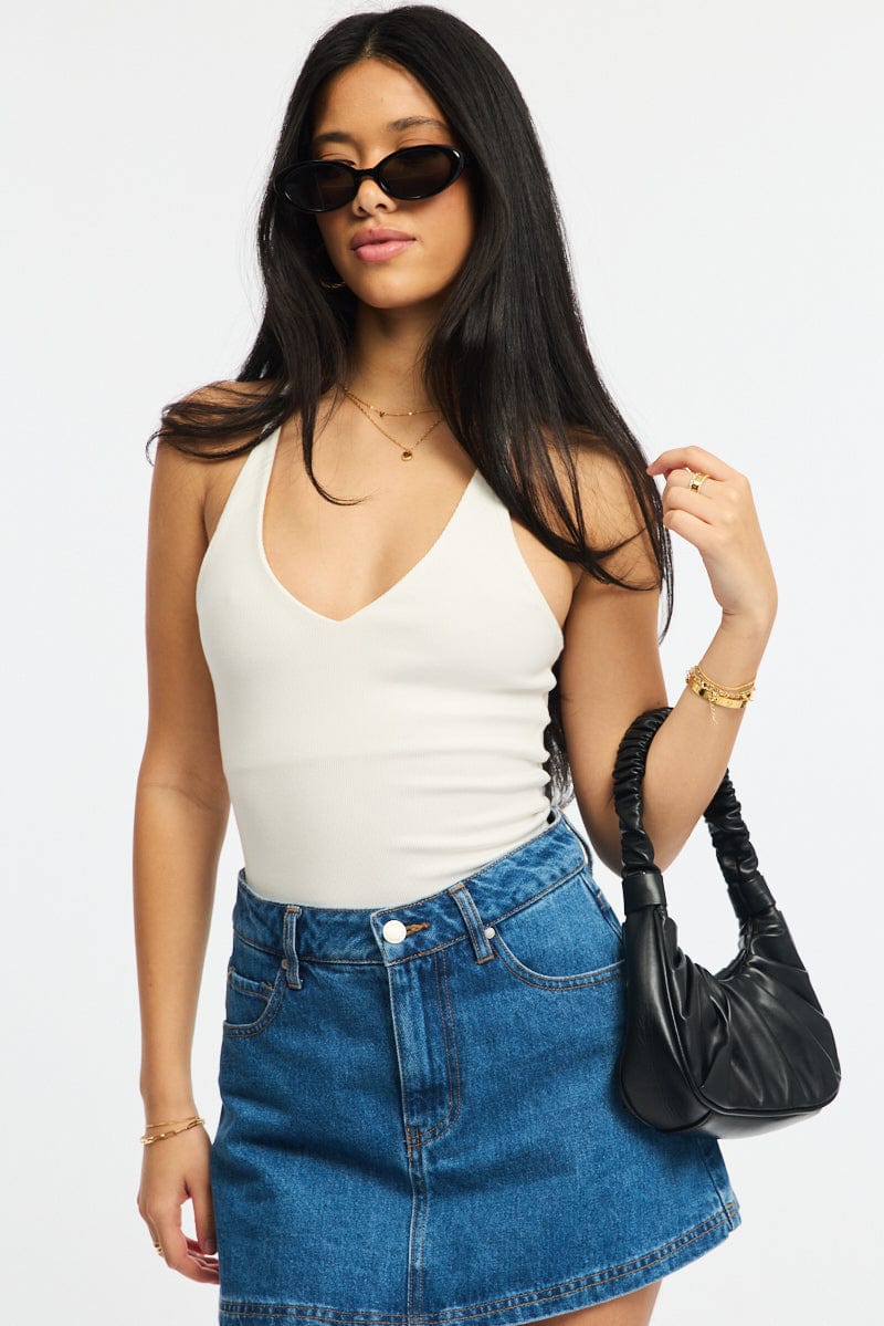 White V-neck Top for Ally Fashion