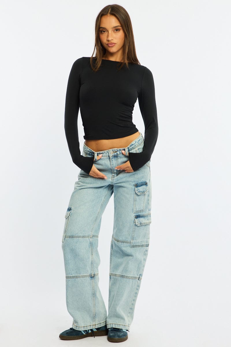 Black Long Sleeve Supersoft Top for Ally Fashion