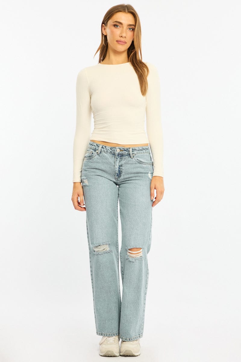 White Long Sleeve Supersoft Top for Ally Fashion
