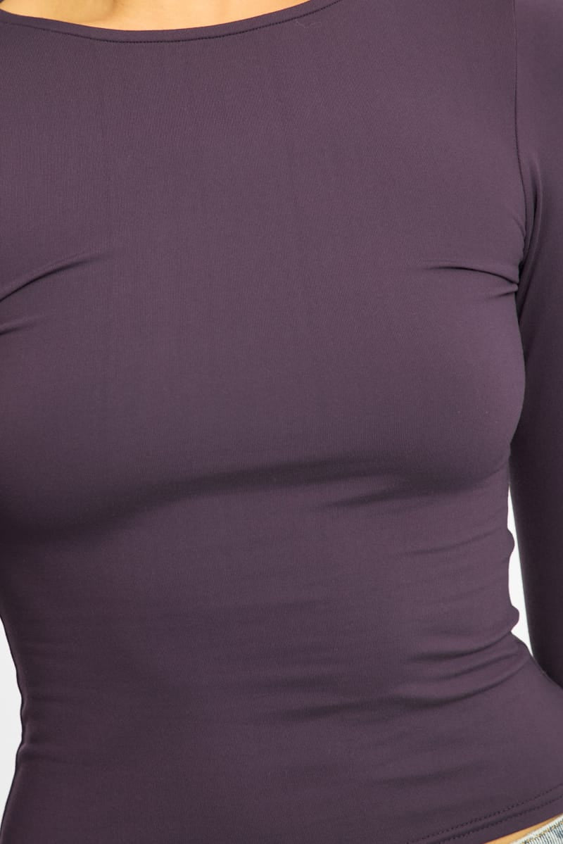 Purple Long Sleeve Supersoft Top for Ally Fashion