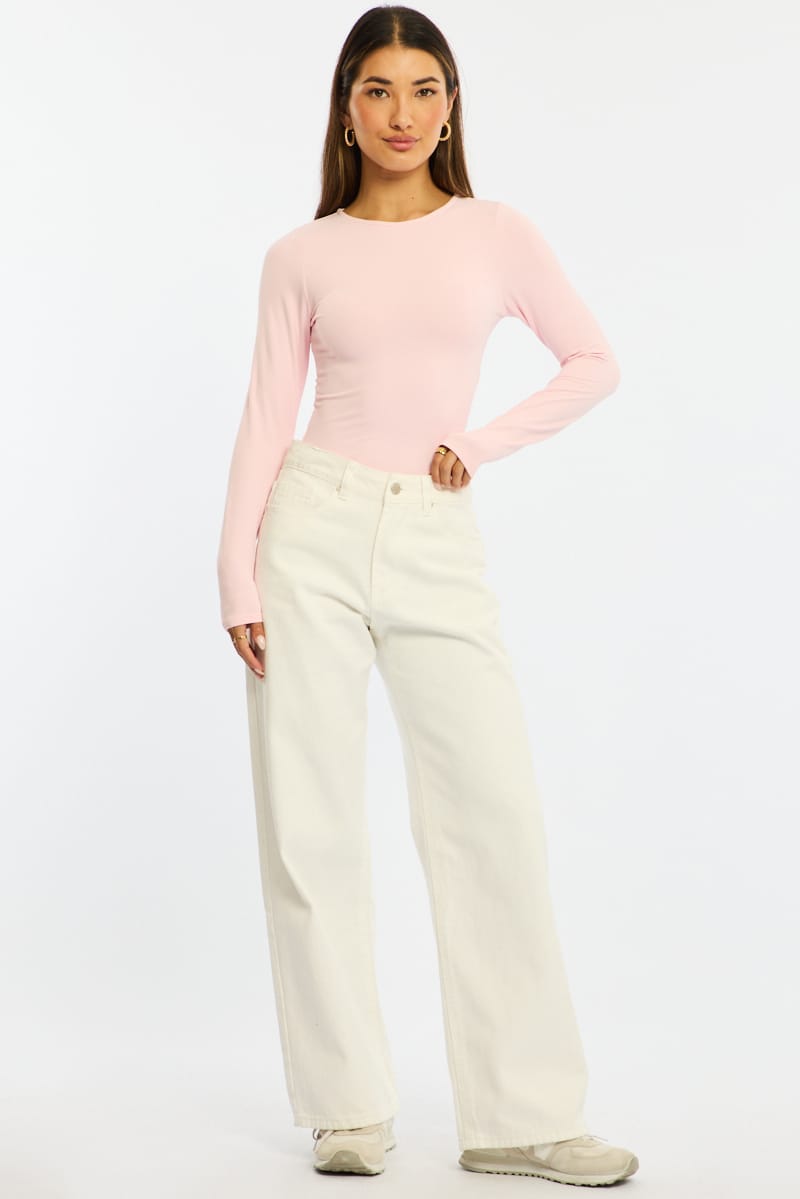 Pink Long Sleeve Supersoft Top for Ally Fashion