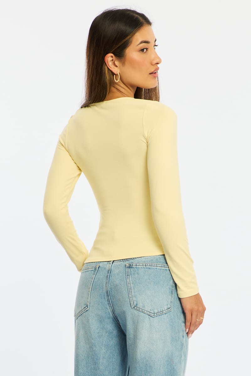 Yellow Long Sleeve Supersoft Top for Ally Fashion
