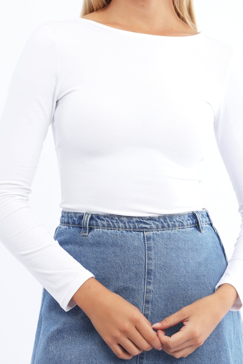 White Supersoft Fleece Top Long Sleeve for Ally Fashion